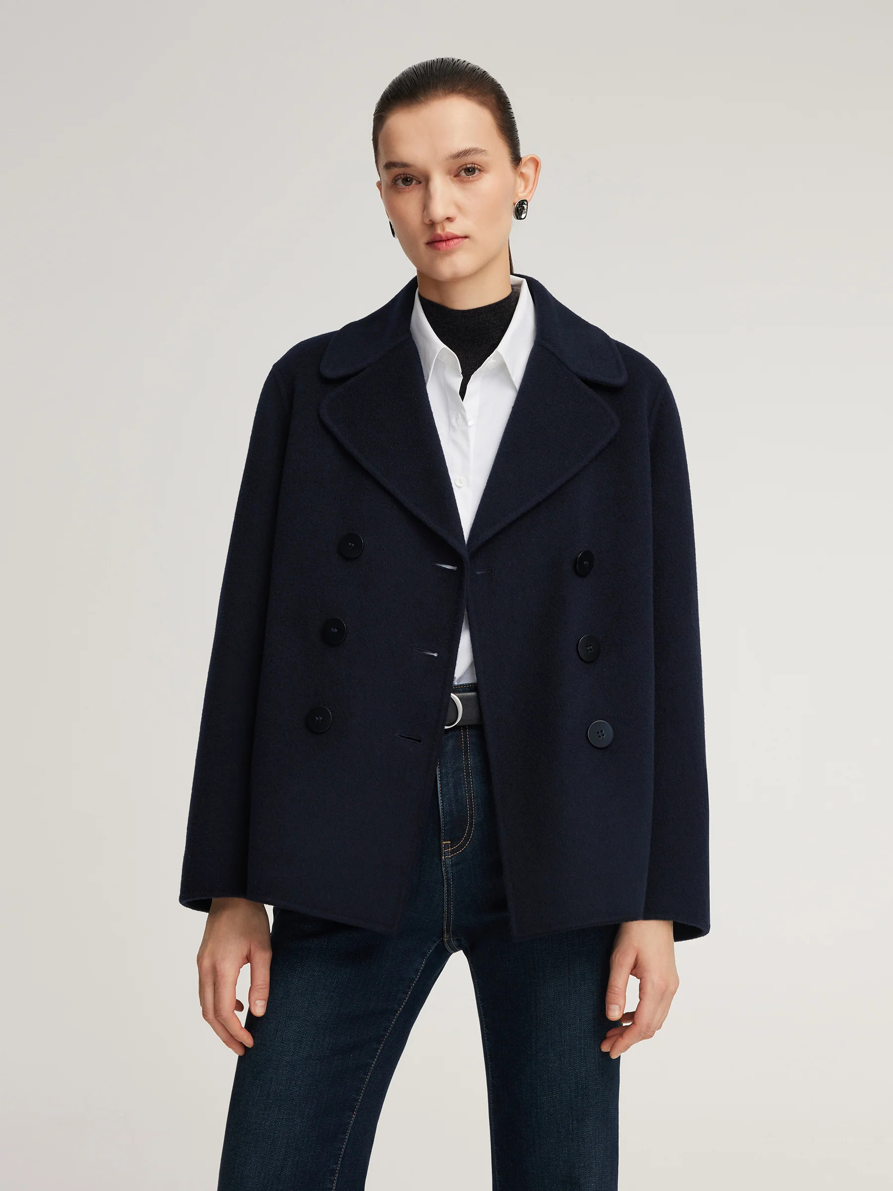 100% Wool Double-Faced Women Coat | GOELIA