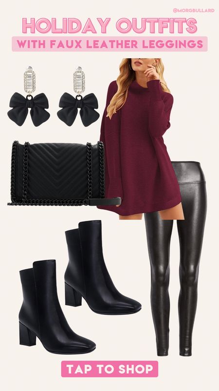 Holiday Outfits | Holiday Fashion | Faux Leather Leggings | Legging Outfit | Black Booties 

#LTKHoliday #LTKSeasonal #LTKstyletip