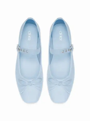 SQUARE TOE BOWKNOT DECOR BUCKLE MARY JANE FLATS | Cider