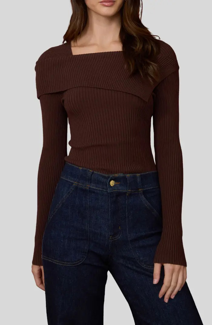 Asymmetric Long Sleeve Ribbed Sweater | Nordstrom Rack