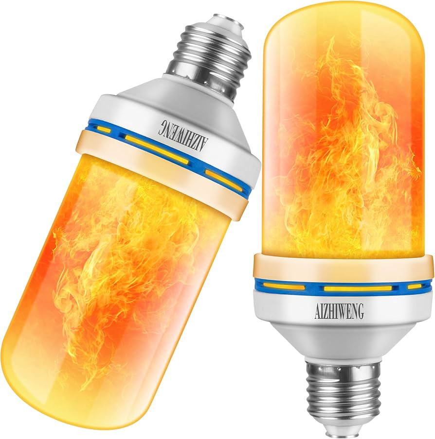 AIZHIWENG Flame Light Bulb (2 Pack) | LED Flame Effect Light Bulbs with Upside Inverted Realistic Fl | Amazon (US)