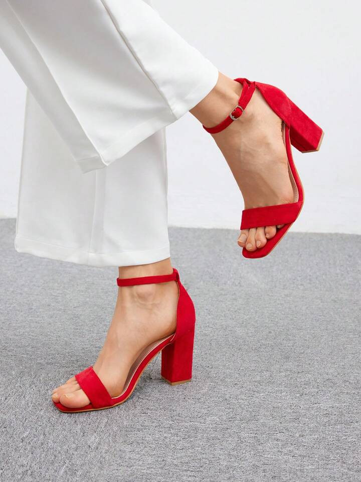 CUCCOO BIZCHIC Sandálias femininas elegantes e na moda de salto alto e grosso, de cor sólida | SHEIN