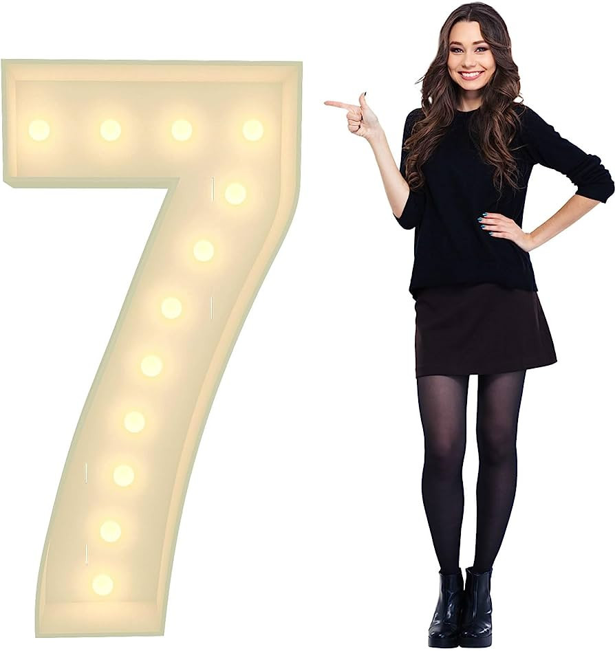 JoyBox Design 4FT Marquee Light Up Numbers Pre-Cut Frame Giant Marquee Numbers 7, Mosaic Number... | Amazon (US)