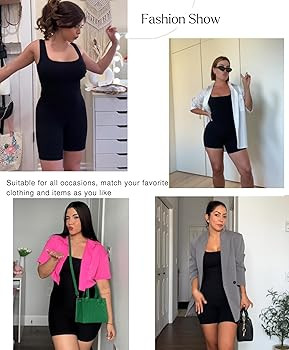 Popilush Shapewear Jumpsuits for Women Built-in Bra Square Neck Rompers Shorts Bodycon Bodysuits ... | Amazon (US)
