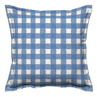 18 x 18 Watercolor Gingham Lake Outdoor Square Throw Pillow with Flange | The Home Depot