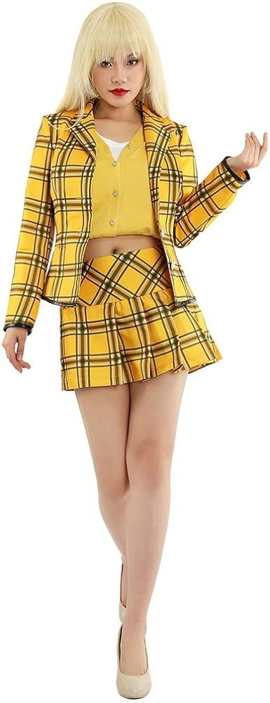 Cosplay.fm Women's Cher Horowitz Yellow Plaid Tartan Outfit 90's Costume | Amazon (US)