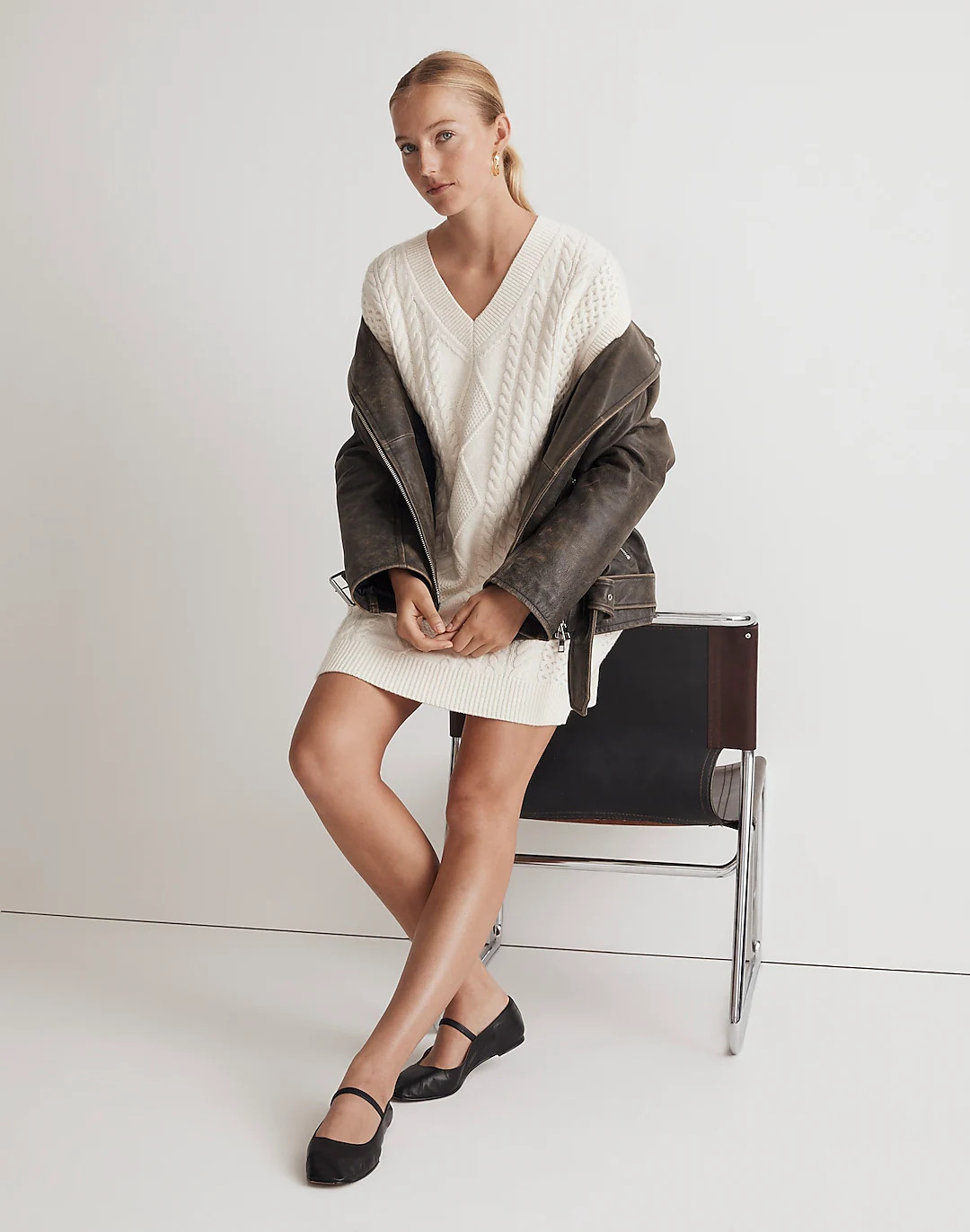 Cable-Knit Oversized Mini Sweater Dress | Madewell