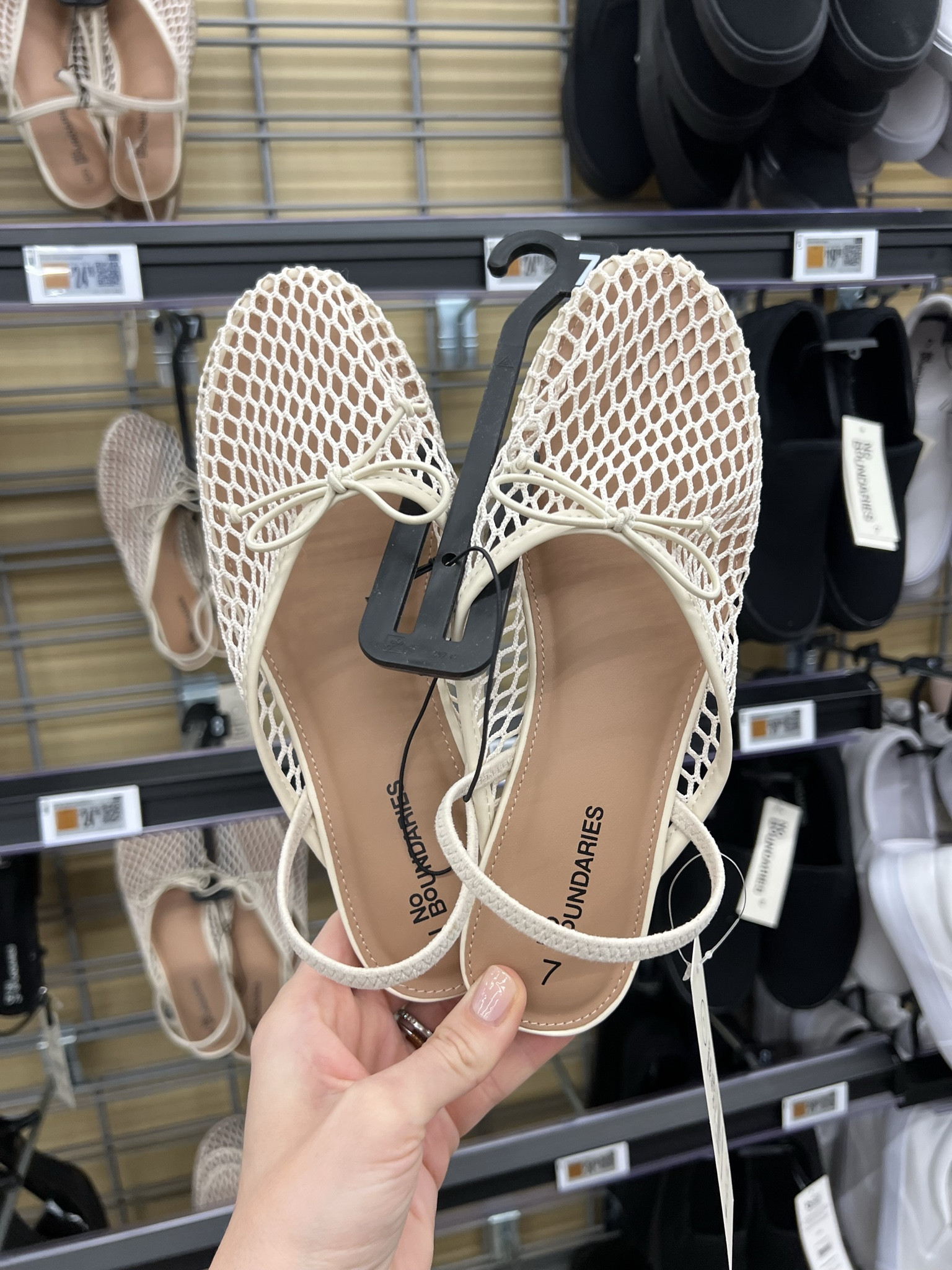 New mesh flats at Walmart; go down a half size. I went up and the slingback doesn’t stay on my foot. #walmartfashion 