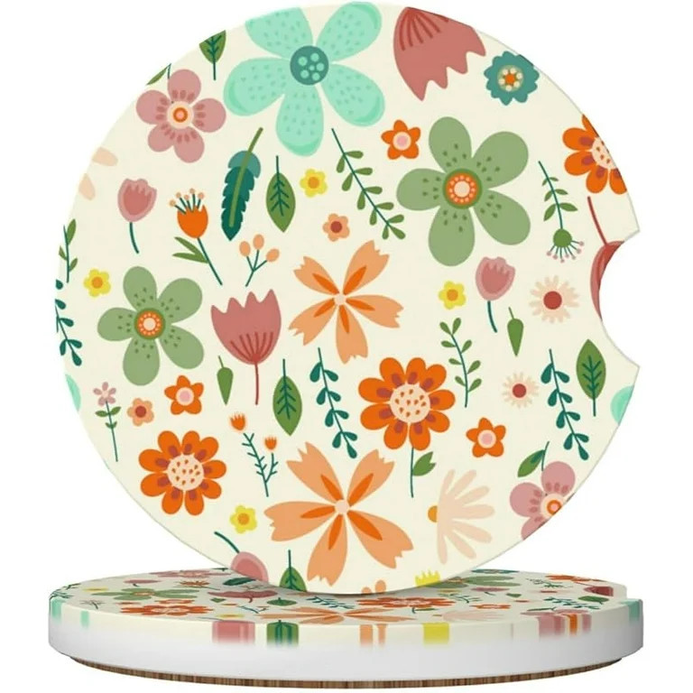 Pink Bow Love Heart Car Cup Holder Coaster 2 Pack Absorbent Ceramic Car Coasters for Cup Holders ... | Walmart (US)