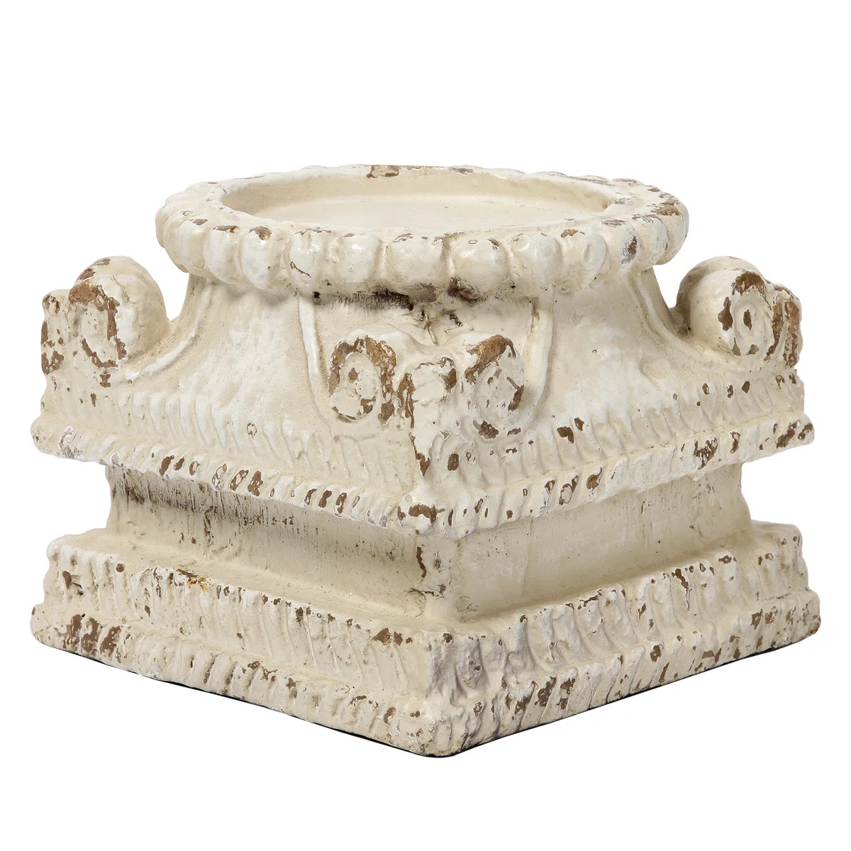 Column Pedestal Stand For Decoration Display, Distressed White Small Plant Stand | Wayfair North America