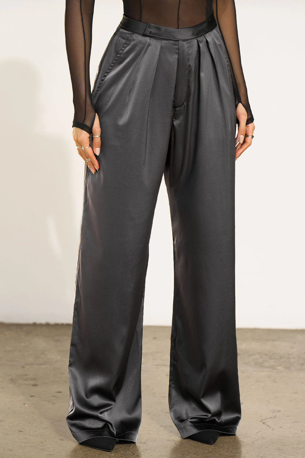 Relaxed Silk Trouser - Iron | Joah Brown