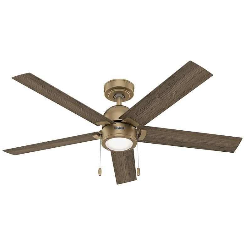 52" Hunter Erling Burnished Brass Ceiling Fan with LED Light Kit | Lamps Plus