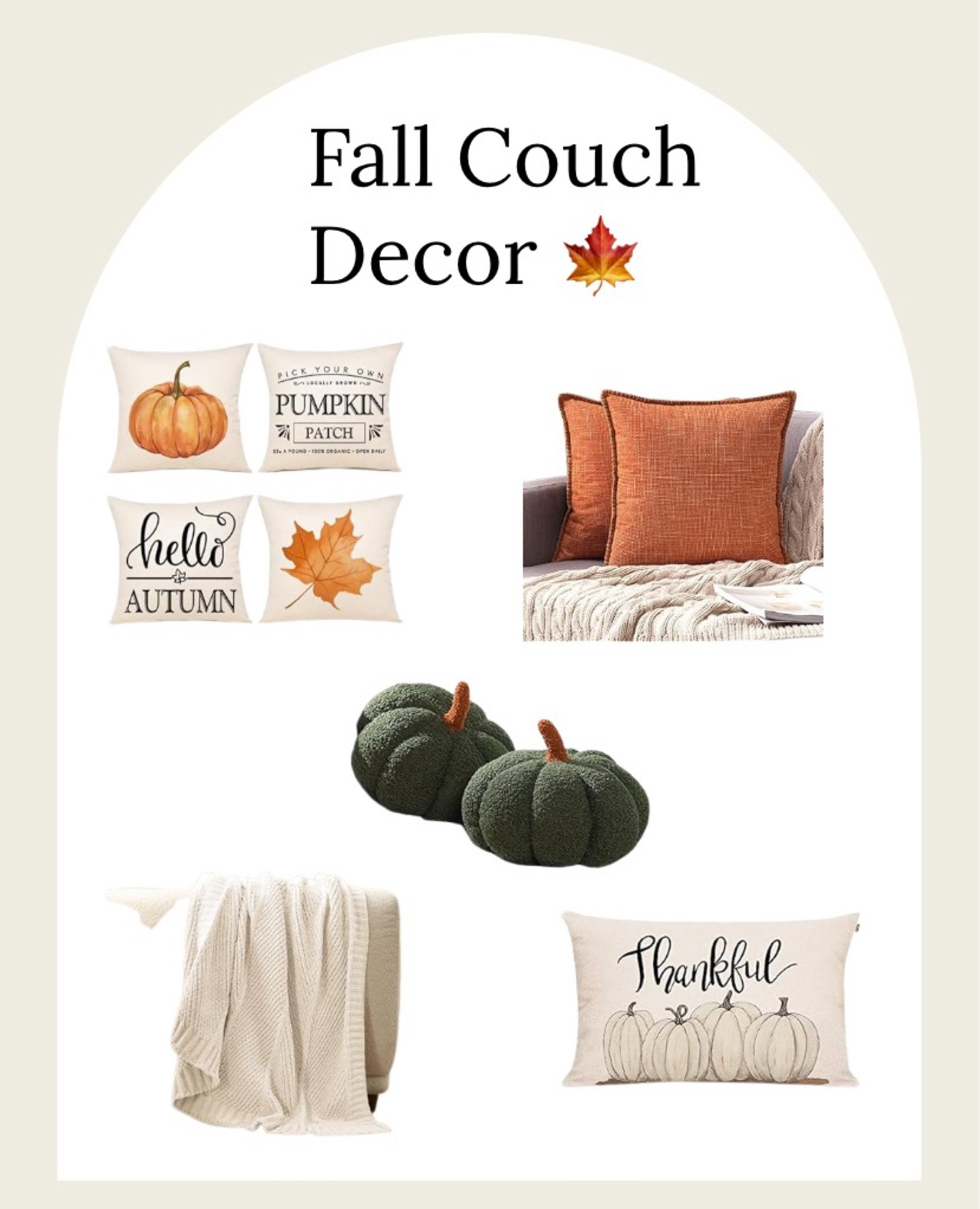 A few fall pieces to style your couch for the Autumn season! Neutral colors so not too bold, but still that cozy fall vibe.🍁
#fall #autumn #homedecor #cozy #amazon #amazonfinds


#LTKSeasonal #LTKHome #LTKFamily