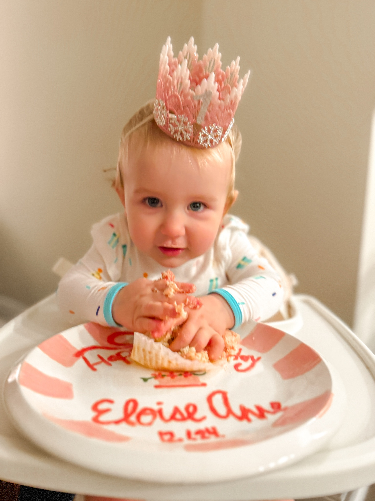 Baby girl’s first birthday outfit 👑 

Love this special crown and we made her plate!

#LTKBaby