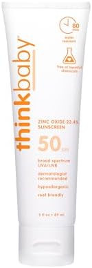 Thinkbaby SPF 50+ Baby Sunscreen, 3 Oz. – Safe, Natural Mineral Sun Cream for Babies - Water Re... | Amazon (US)