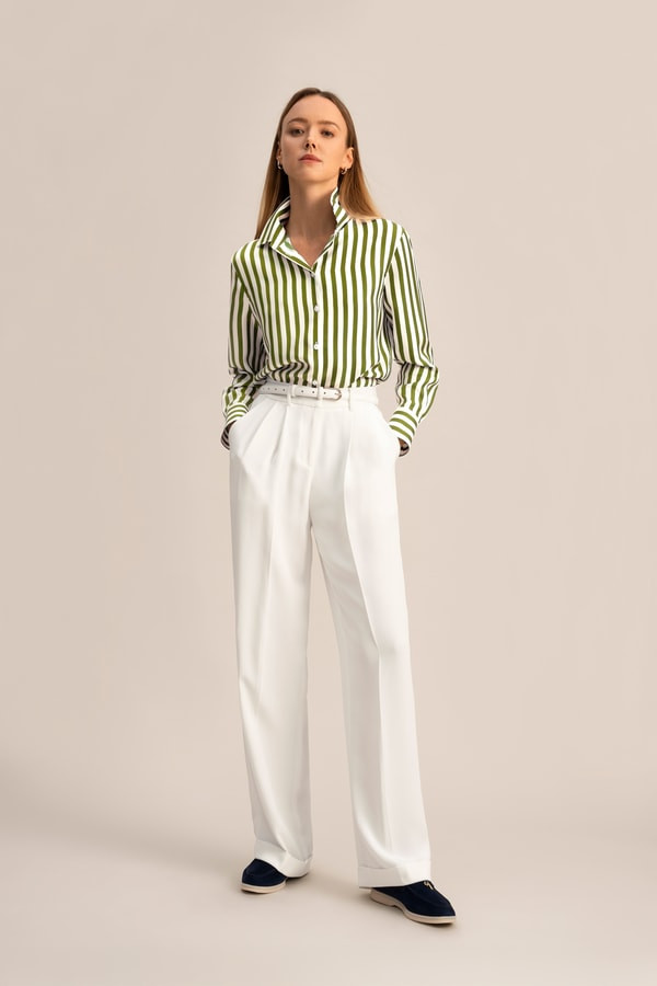 Amalfi Stripe Silk Shirt | LILYSILK