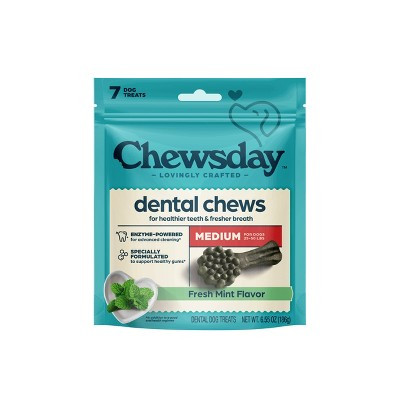 Chewsday Mint Flavor Dental and Hard Chew with Enzyme Dog Treats - 6.55oz/7ct | Target