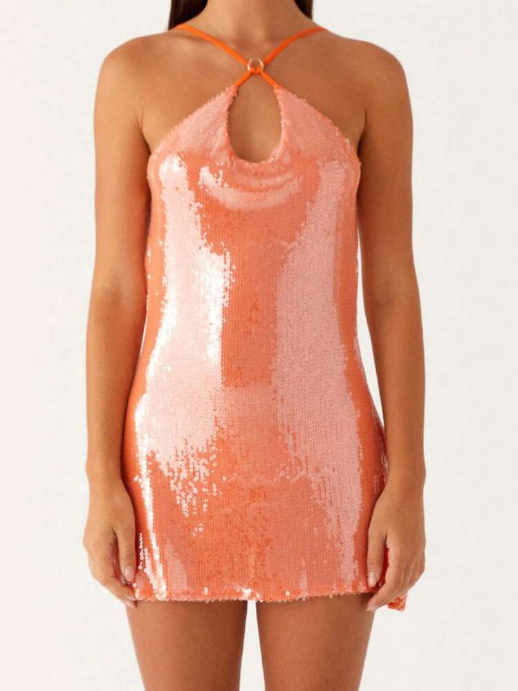 Women Mini Dress Sequins Sleeveless Spaghetti Strap Dress Summer Fashion Backless Dress For Cocktail Party Wedding Guest Streetwear | SHEIN