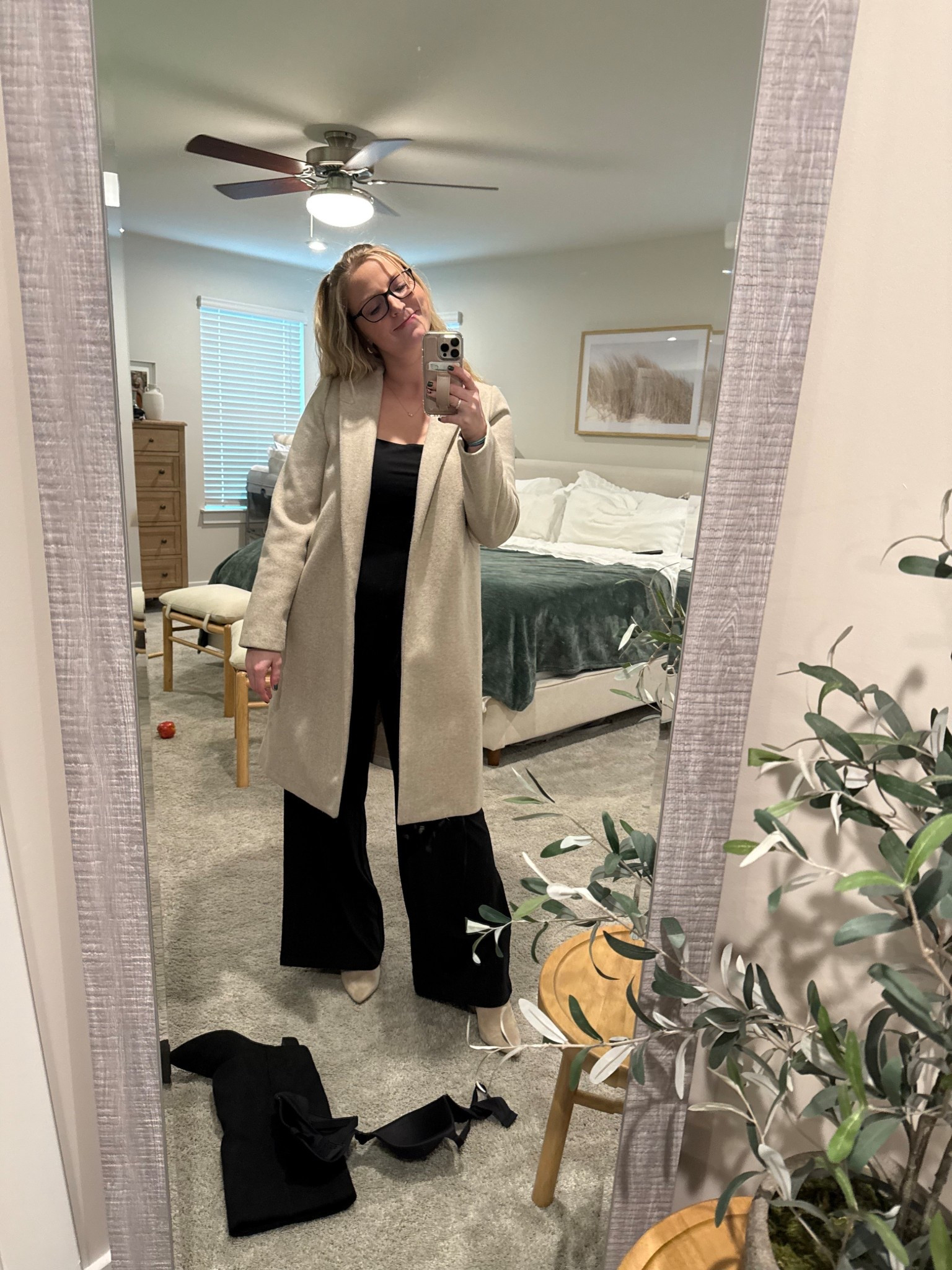 Date night look, but make it comfy 

Zara jacket size SMALL (could go medium)  - similar jacket on Zara website and another cute version on belle & bloom (free love wool blend coat)
Jumpsuit size Medium/Regular length 
Booties size 8 - a new day target booties 

#LTKMidsize #LTKgrwm #LTKmomlife