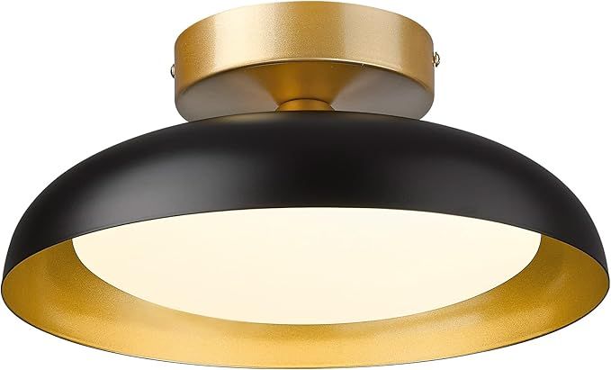 kudos Flush 12-inch LED Light Fixture, Black and Gold Finish, 12W/1200lm for Bedroom, Hallway, 30... | Amazon (US)