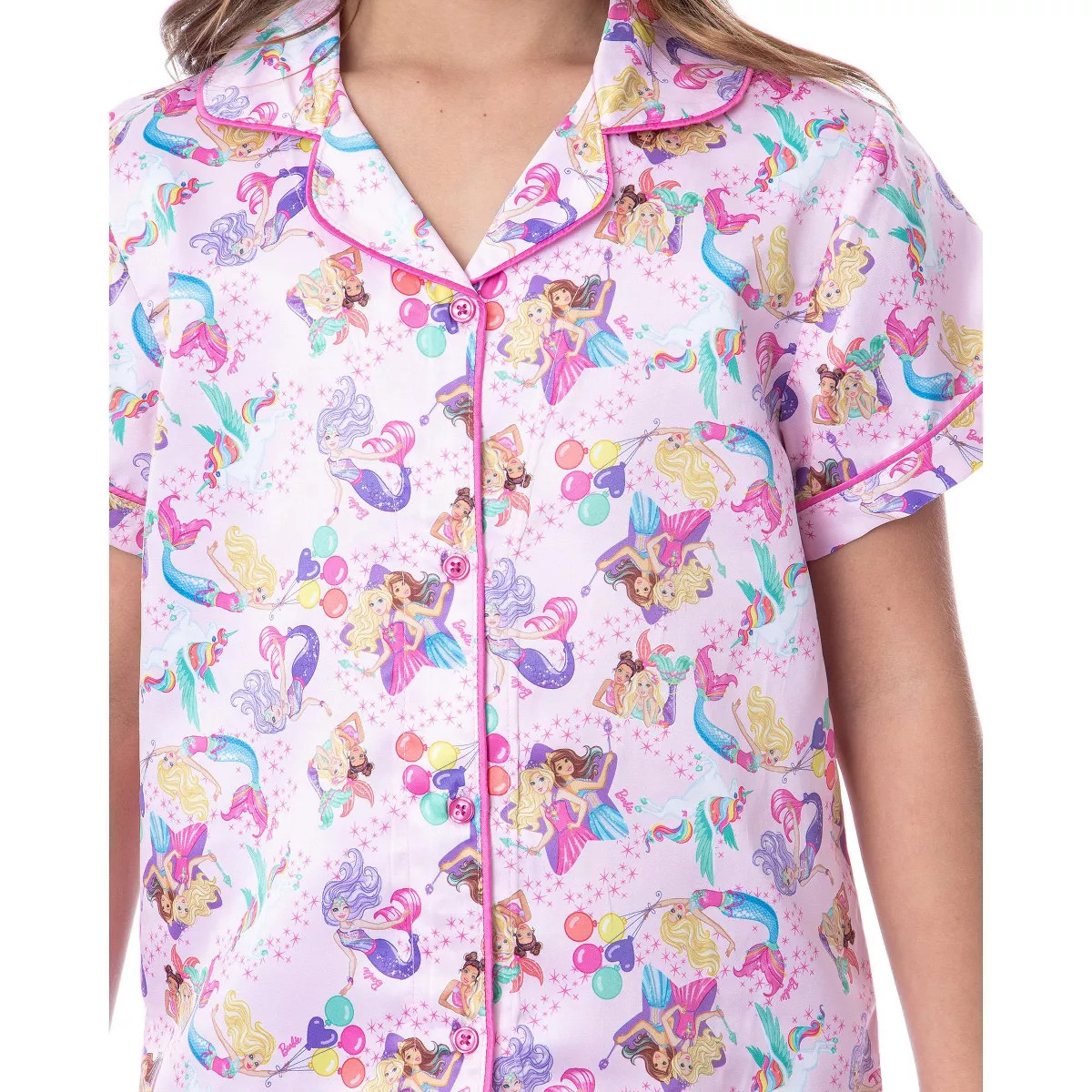 Mattel Girls' Barbie Fantasy Mermaid Princess Sleep Pajama Set Shorts Pink | Target