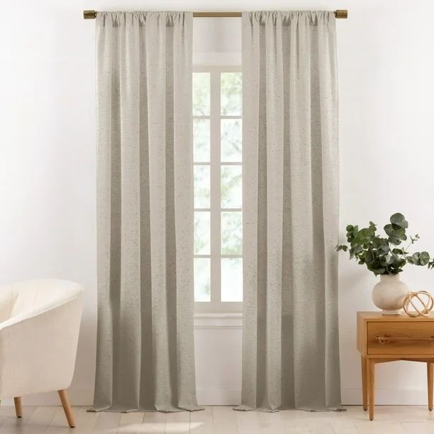 Gap Home Multi-Nep Organic Cotton Light Filtering Rod Pocket Window Curtain Pair Khaki 95 | Walmart (US)