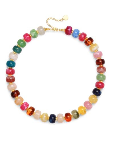 AYWFCBF Beaded Necklaces for Women Resin Chunky Colorful Beaded Necklace Statement Summer Jewelry Gifts for Women | Amazon (US)