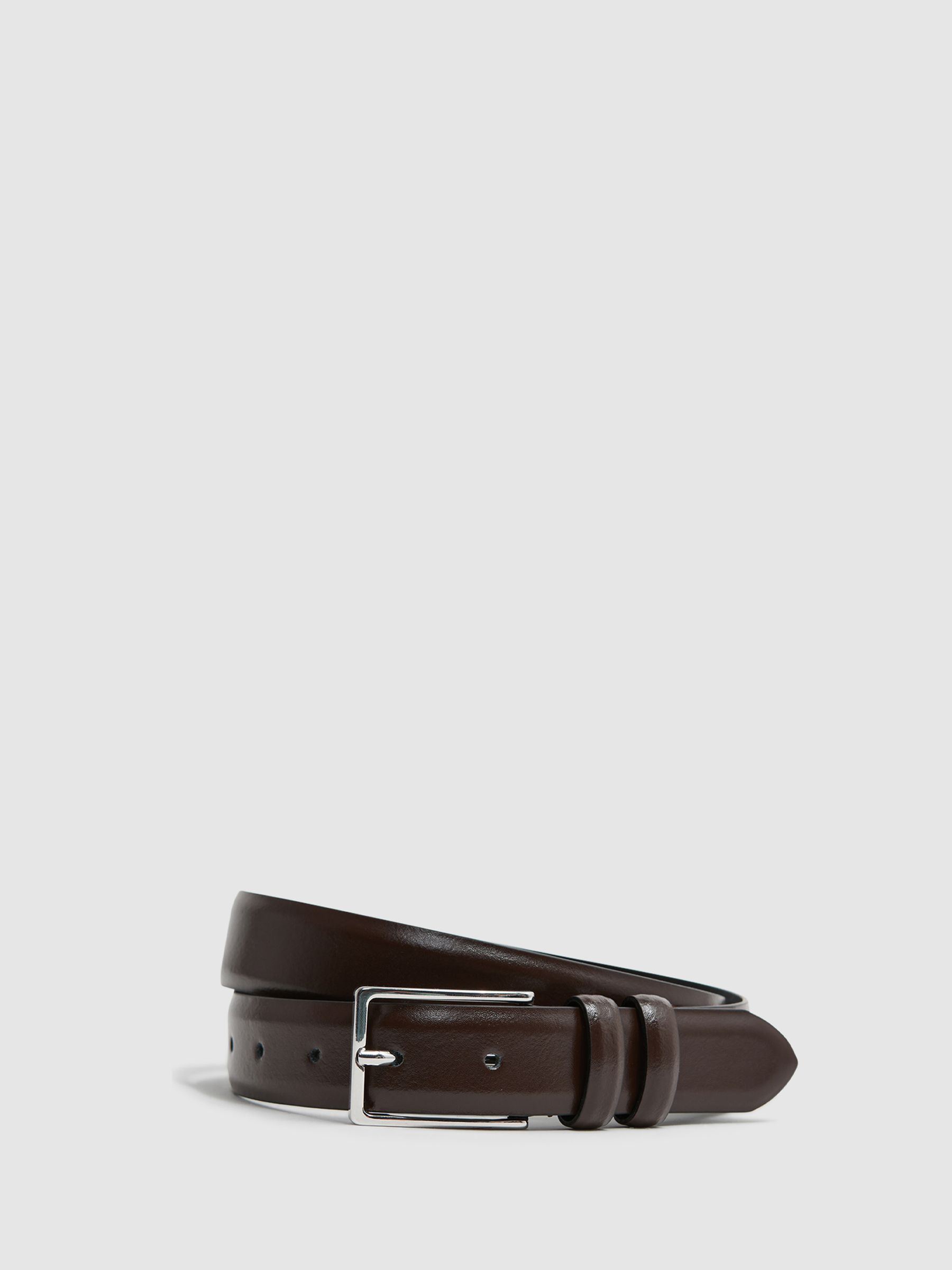 Reiss Smooth Leather Belt in Chocolate - REISS | Reiss UK