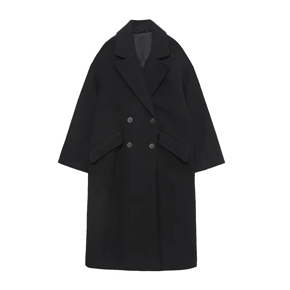 Double Breasted Loose Fitted Full Length Pea Coat | Walmart (US)