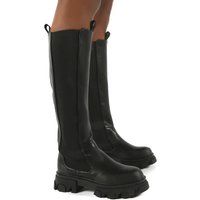 Monique Black Chunky Sole Knee High Boots - US 9 | Public Desire (US & CA)