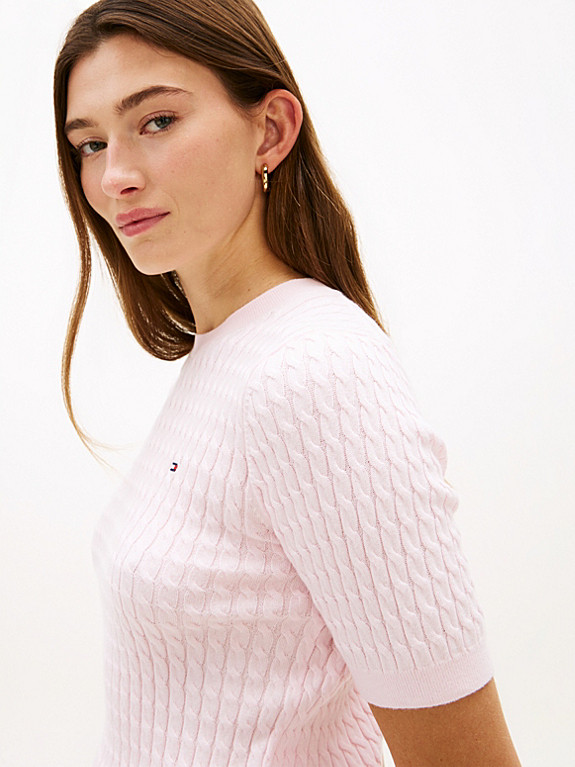 Cable Knit Short Sleeve Jumper | Tommy Hilfiger UK