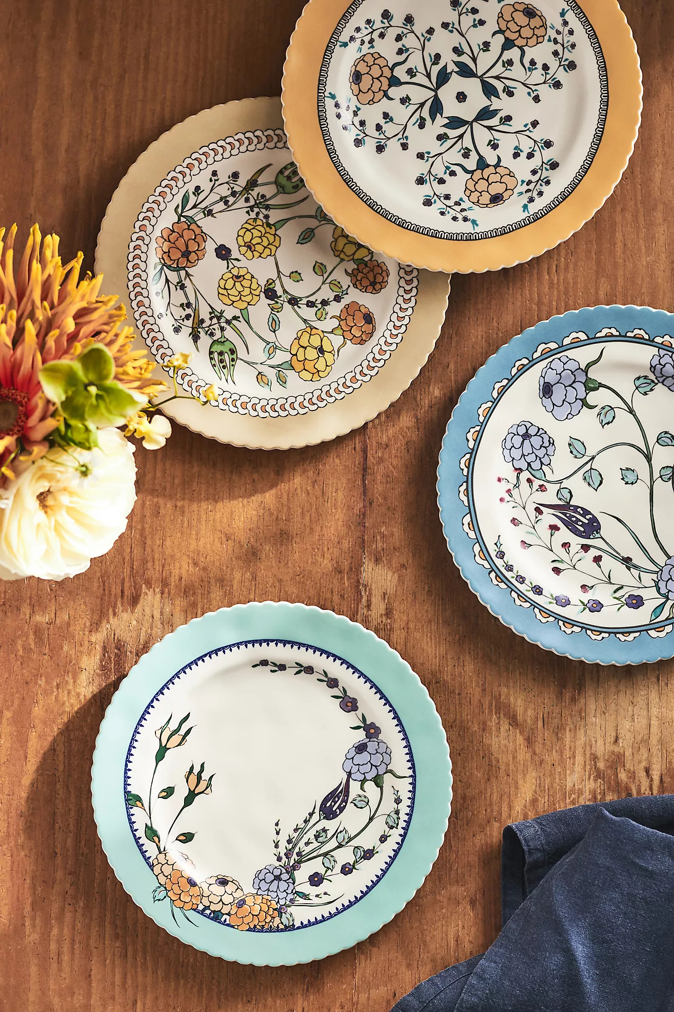 Turkuaz Kitchen Posy Dessert Plates, Set of 4 | Anthropologie (US)