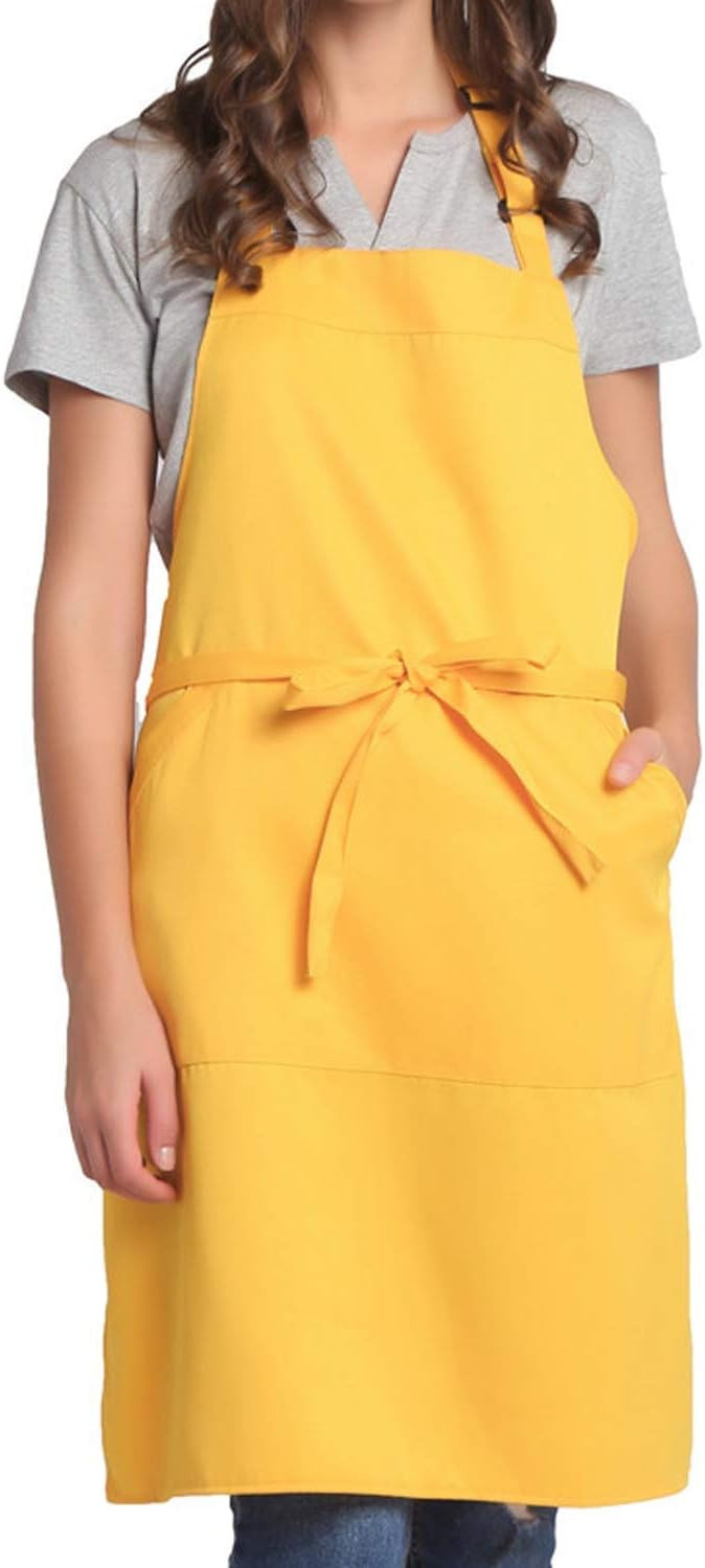 Adjustable Bib Apron with Long Ties for Women Men 18 Colors Chef Kitchen Cooking | Amazon (US)