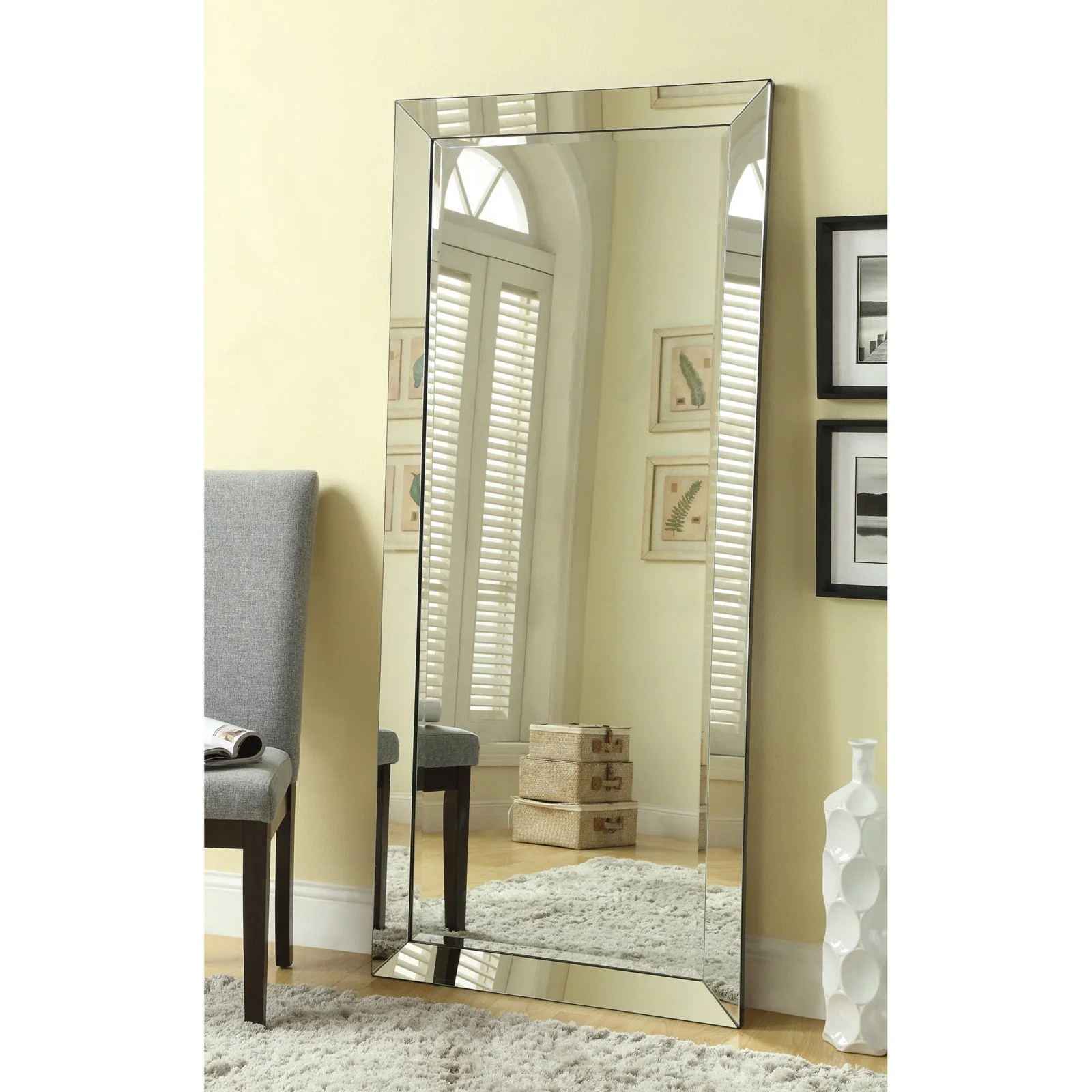 Large Silver Full Length Beveled Leaner Mirror By Coaster Company | Walmart (US)
