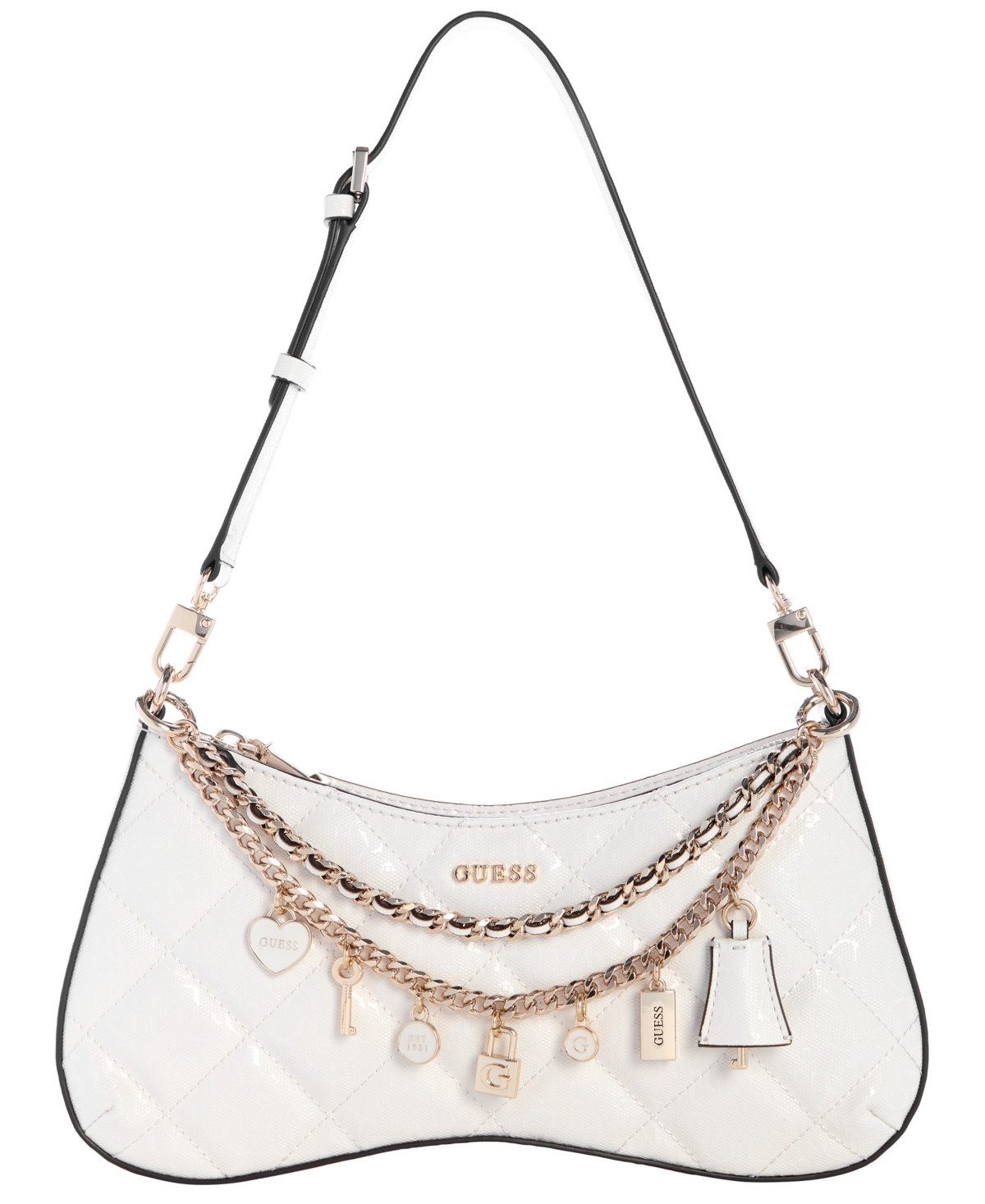 Guess Libby Small Top Zip Shoulder Bag - White | Macy's