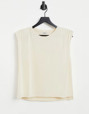 Pimkie padded shoulder t-shirt in beige | ASOS (Global)