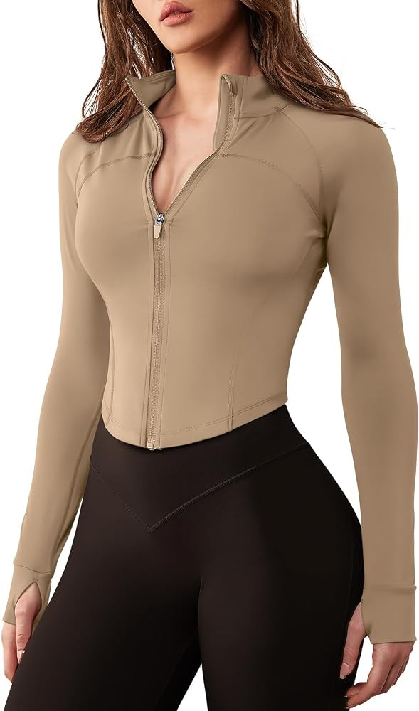 GYM RAINBOW Women's Zip Up Workout Jacket Lightweight Slim Fit Athletic Jacket Cropped Running Gy... | Amazon (US)
