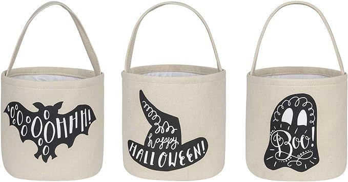 3 Pcs Halloween Trick or Treat Bucket - Candy Basket Tote Bag for Kids（Magic Hat, Ghost, Bat） | Amazon (US)