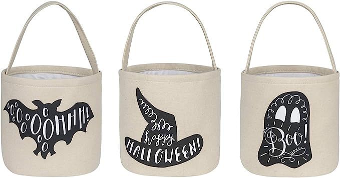 3 Pcs Halloween Trick or Treat Bucket - Candy Basket Tote Bag for Kids（Magic Hat, Ghost, Bat） | Amazon (US)