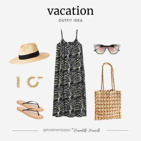 Vacation dress • vacation outfit • straw hat • straw bag 

#LTKSeasonal #LTKunder50 #LTKtravel