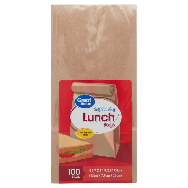 Great Value Self Standing Lunch Bags, 100 Count | Walmart (US)