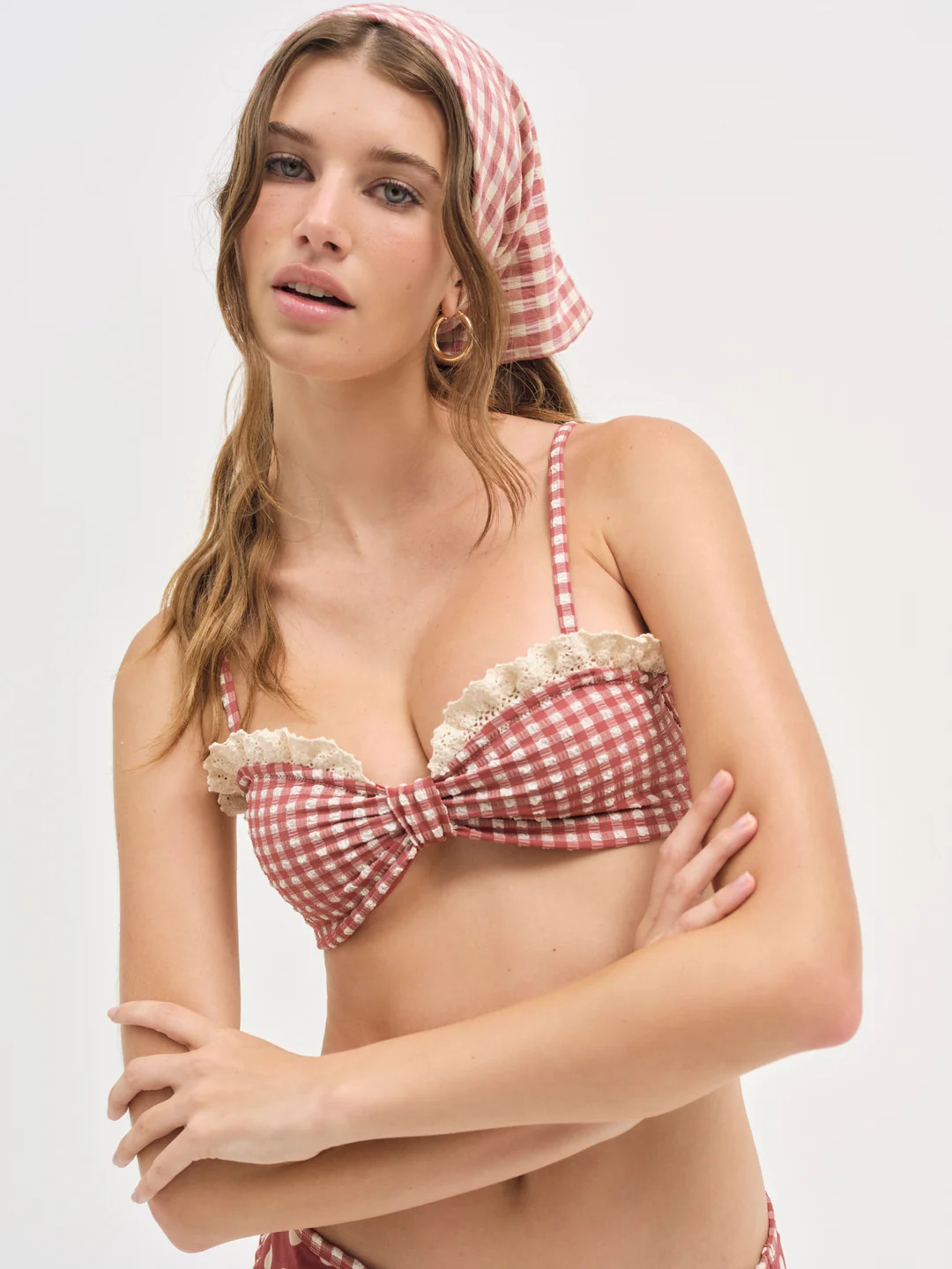 Gingham Bandeau Bikini Top | For Love & Lemons