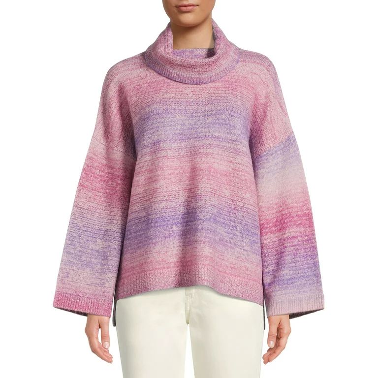 Time and Tru Women's Ombre Cowl Neck Long Sleeve Sweater - Walmart.com | Walmart (US)