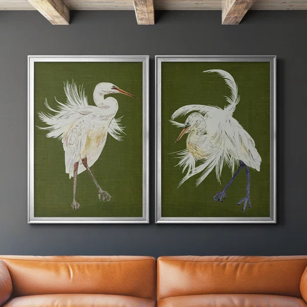 Heron Plumage I Framed On Canvas 2 Pieces Painting | Wayfair North America