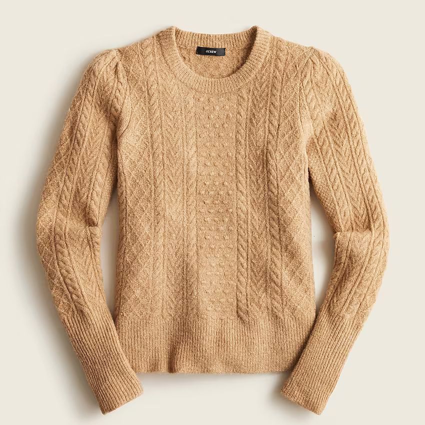 Stretch wool cable-knit crewneck sweater | J.Crew US