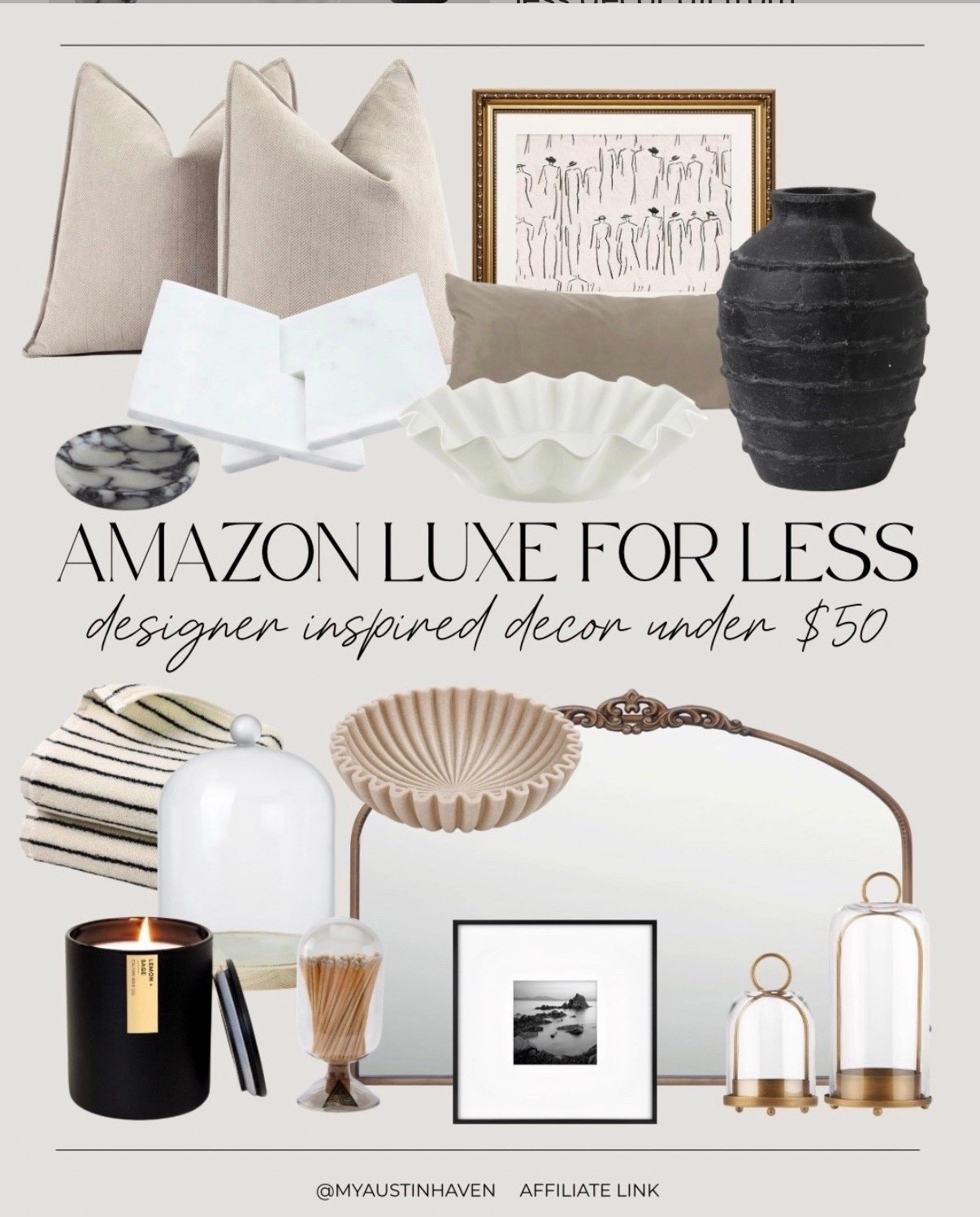 Amazon high-end home finds ✨ Designer look for less decor all from Amazon! Affordable decor, tabletop, mirror, wall art, frame, coffee table styling, luxury look, neutral finds, modern organic home, modern decor, Amazon home 

 #LTKCyberWeek

#LTKSaleAlert #LTKHome #LTKFindsUnder50