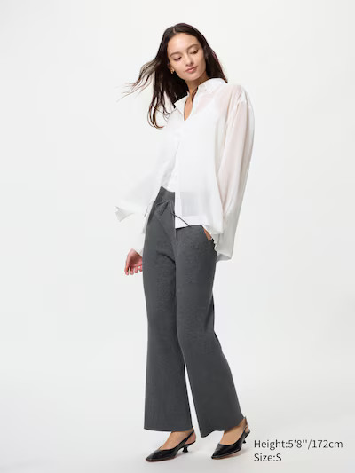 Washable Knit Ribbed Trousers | UNIQLO (UK)