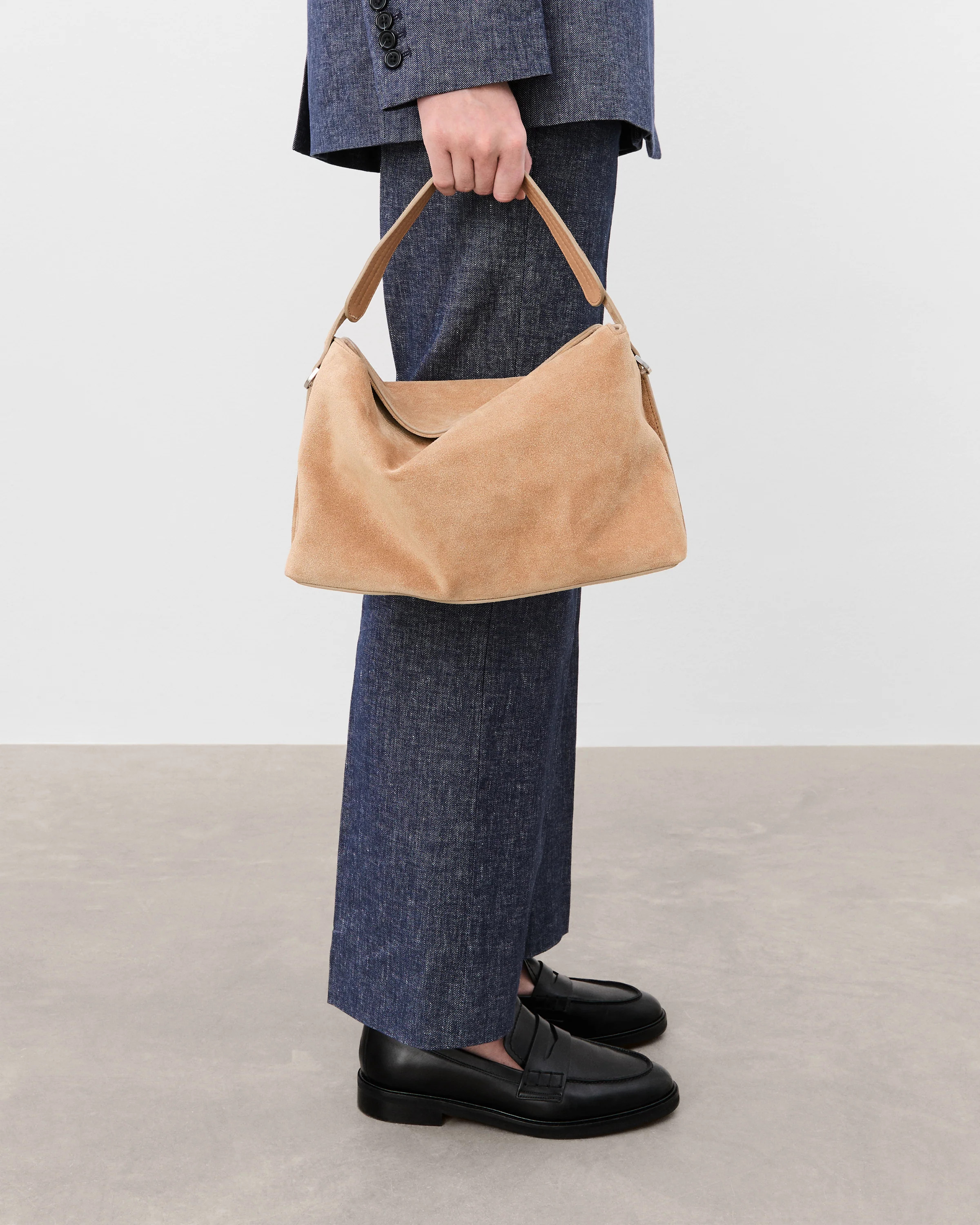 Hera Handbag Suede Sand Bag | Flattered