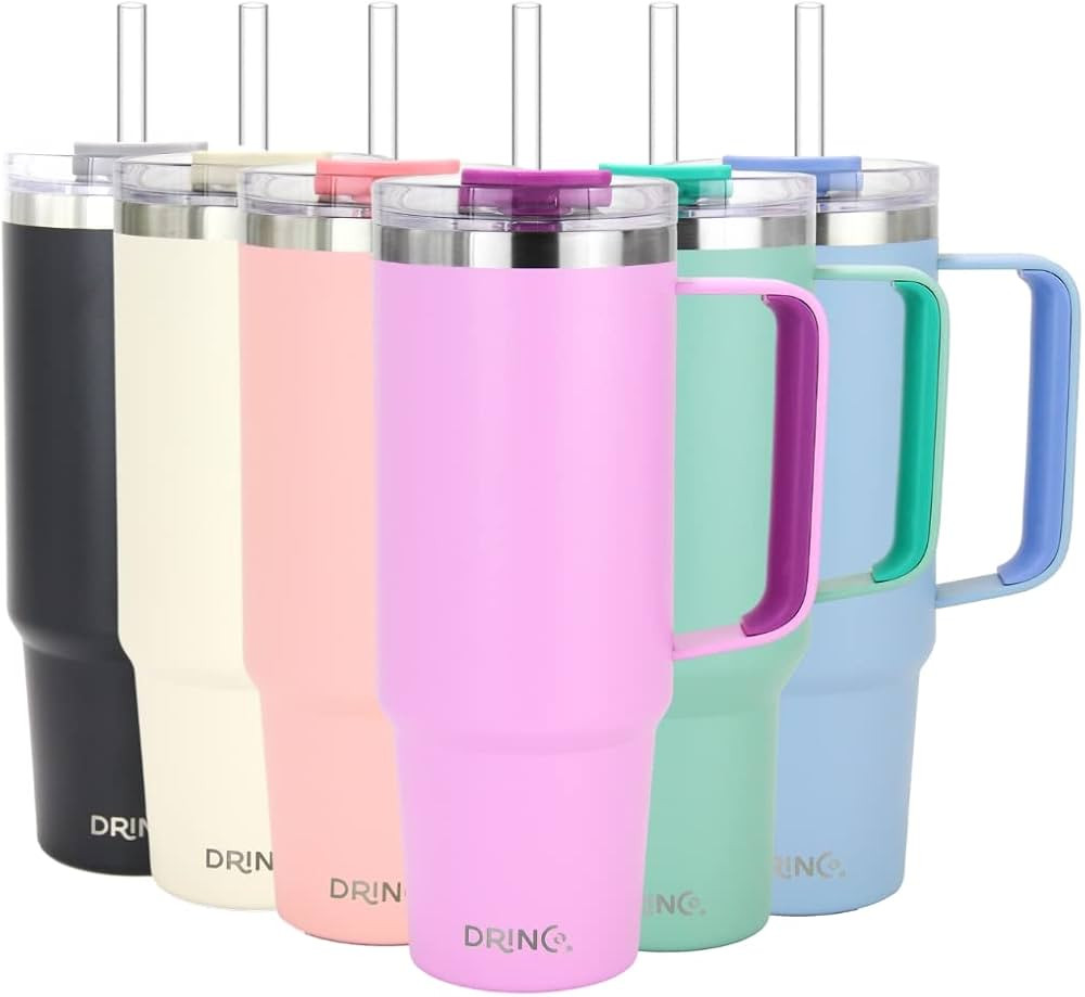 Drinco 40oz 30 oz Tumbler with Handle, Straw Lid, Insulated Stainless Steel Travel Mug Water Bott... | Amazon (US)