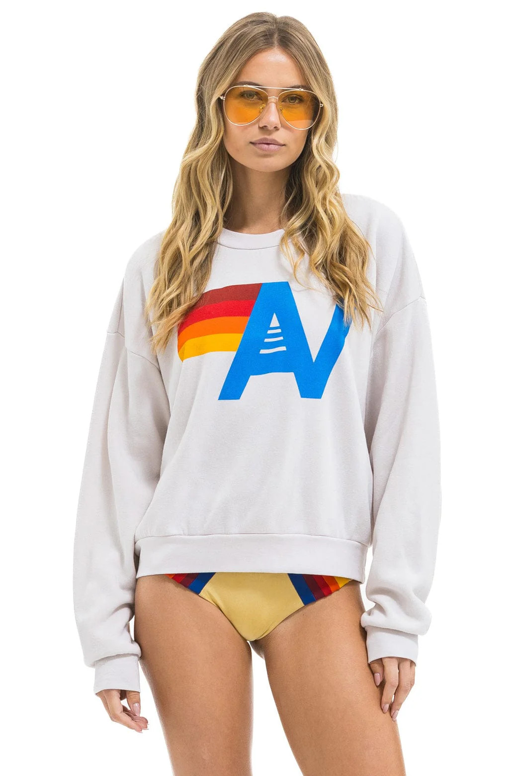 LOGO RELAXED CREW SWEATSHIRT - DOVE | Aviator Nation